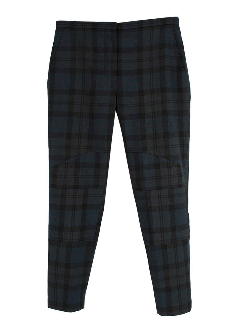 Chloe Dark Green Wool Check Trousers