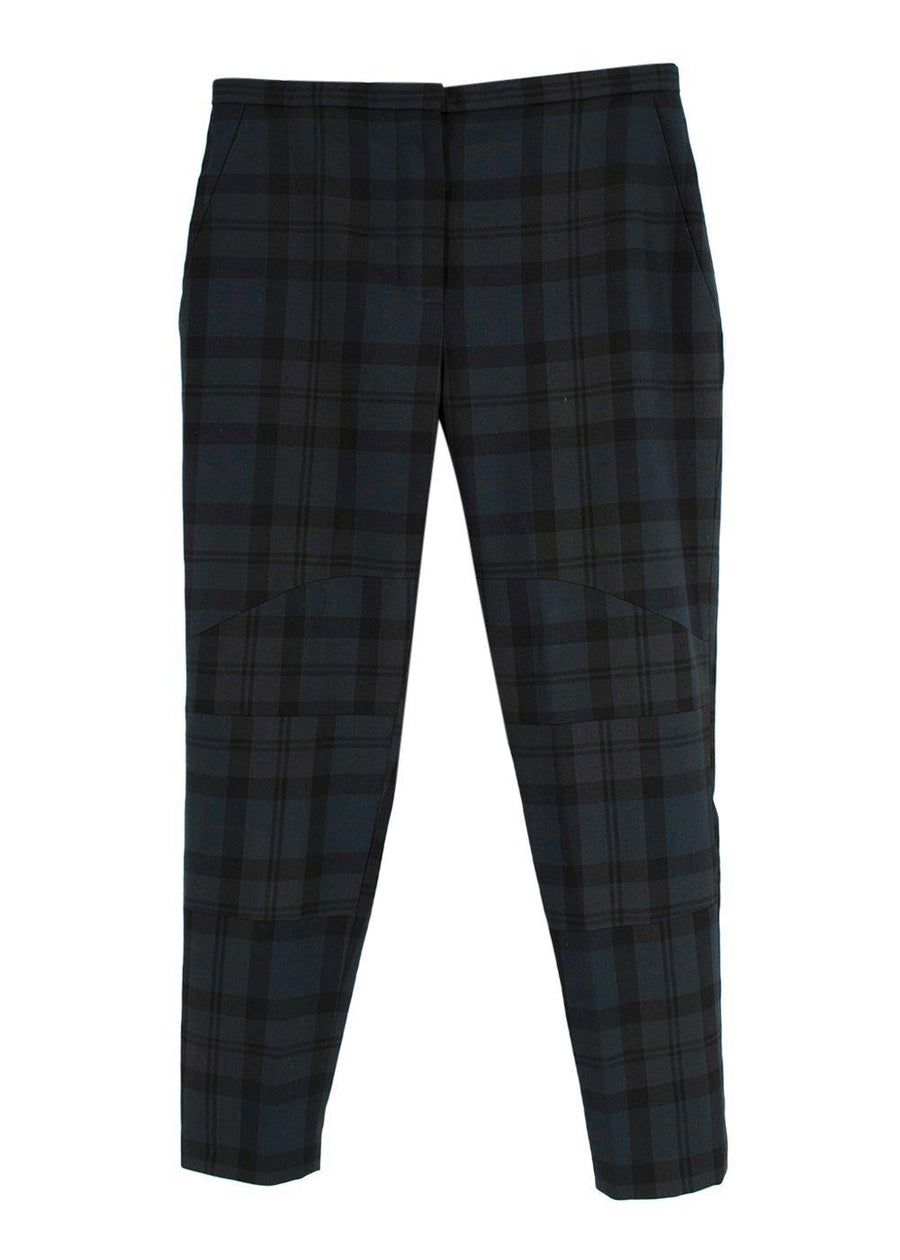 Chloe Dark Green Wool Check Trousers