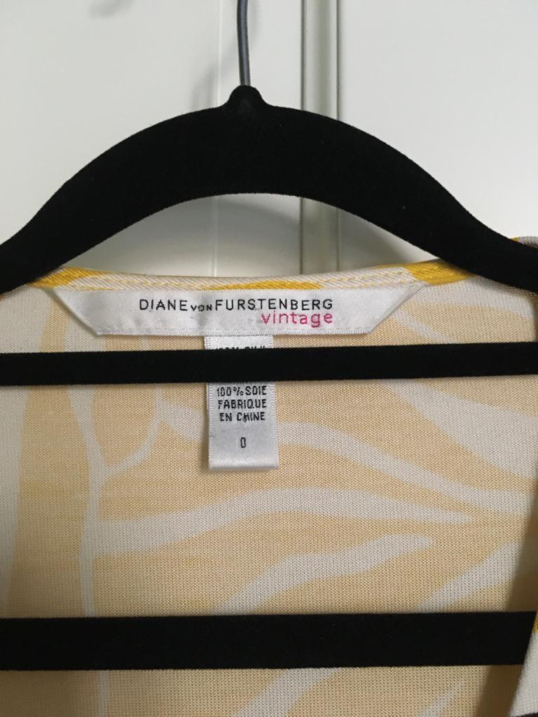 DVF Yellow Silk Floral Wrap Dress