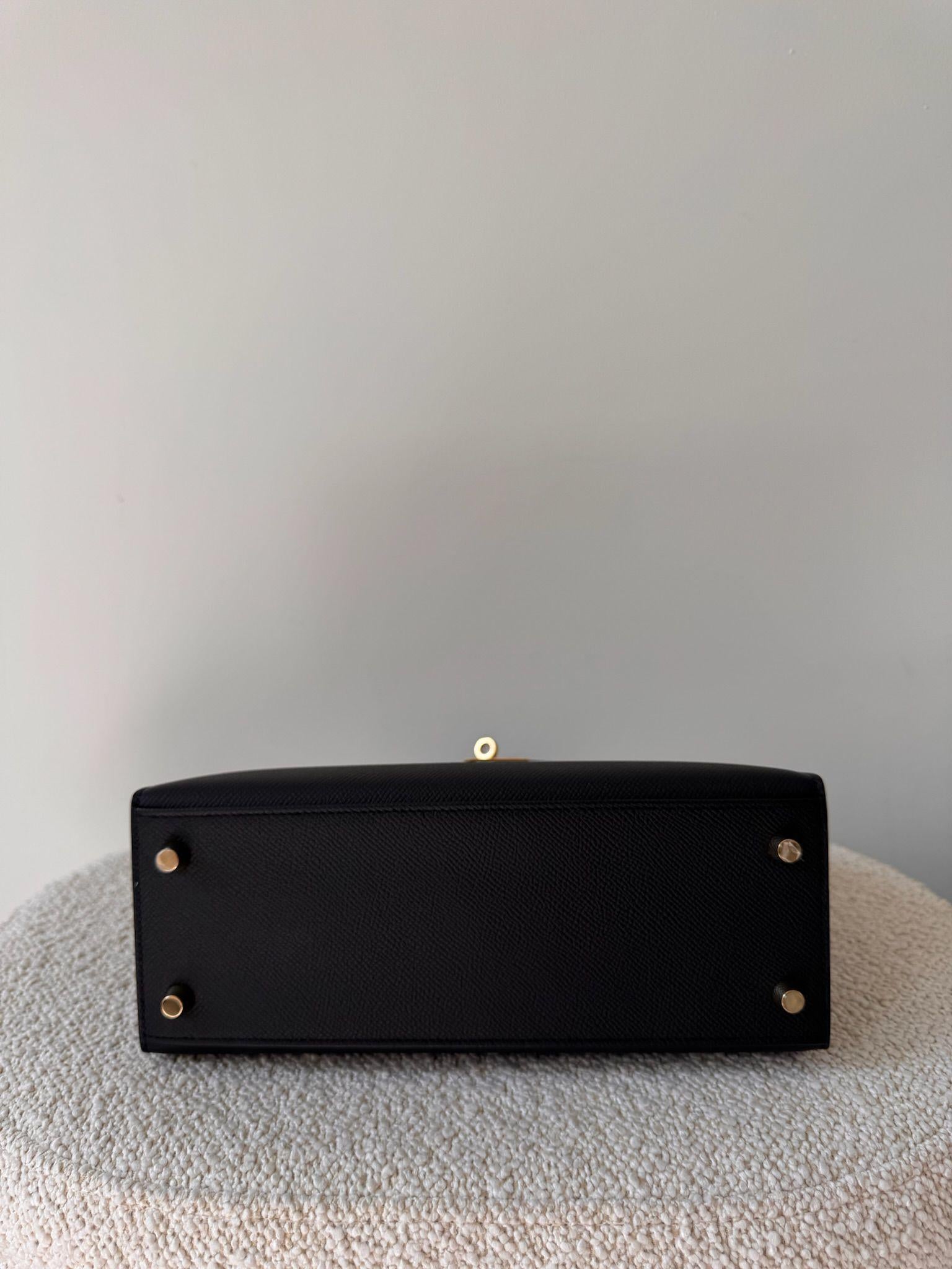 Kelly 25cm Black Epsom GHW
