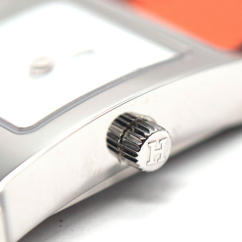 Hermes Small "Heure H" Watch With Orange Strap