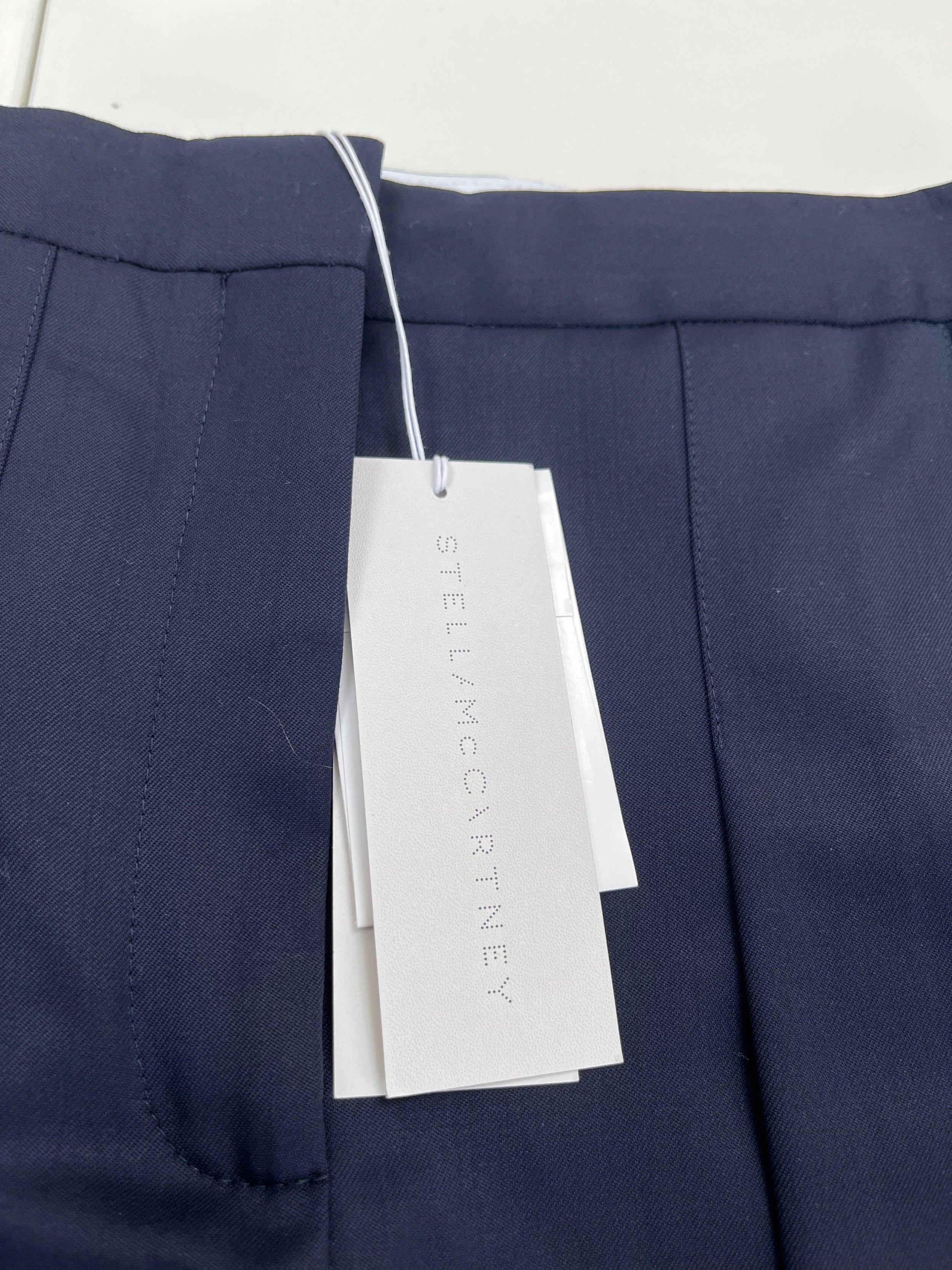 Chelsea Navy Blue Wool Front Pleat Tapered Trousers