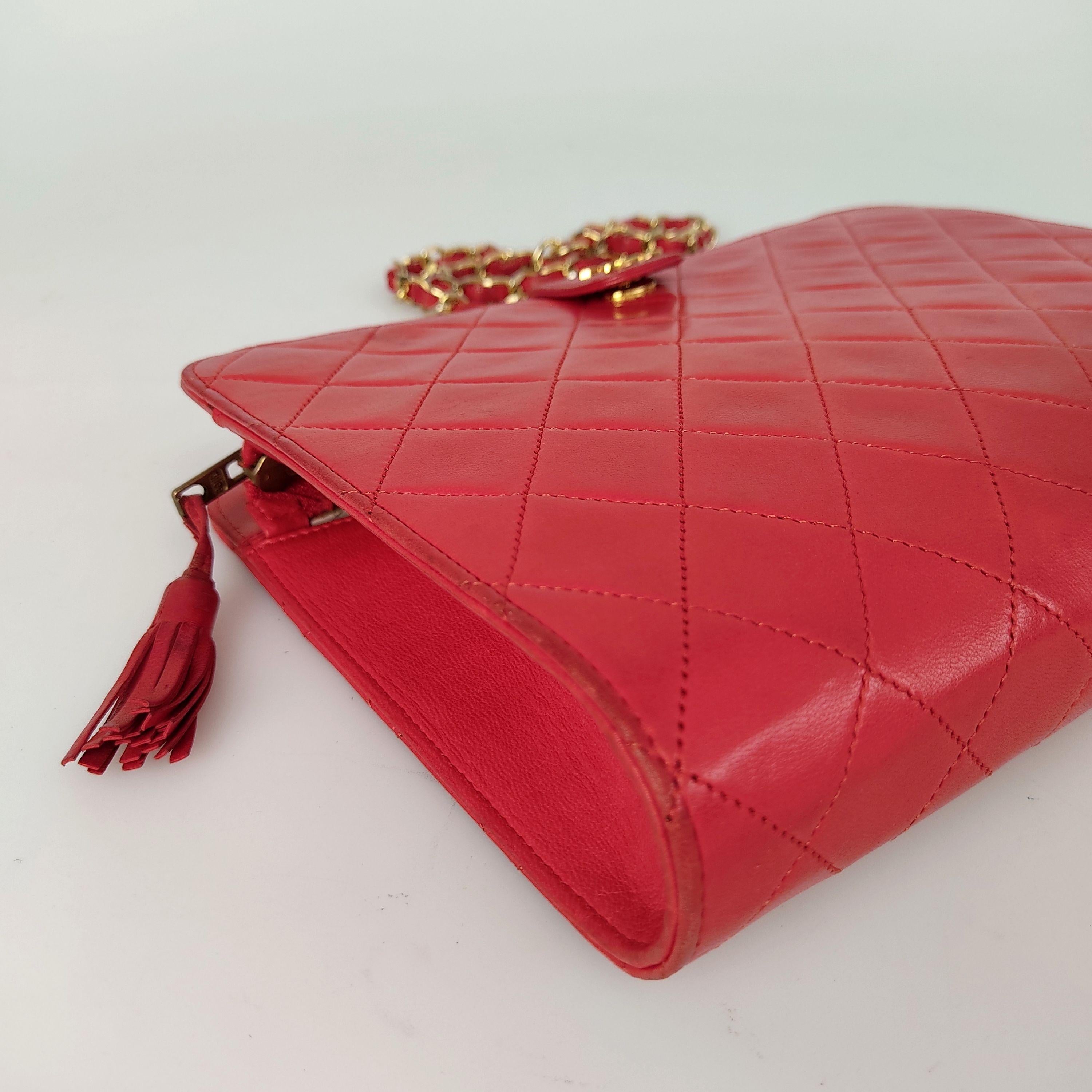 Vintage red leather quilted bag