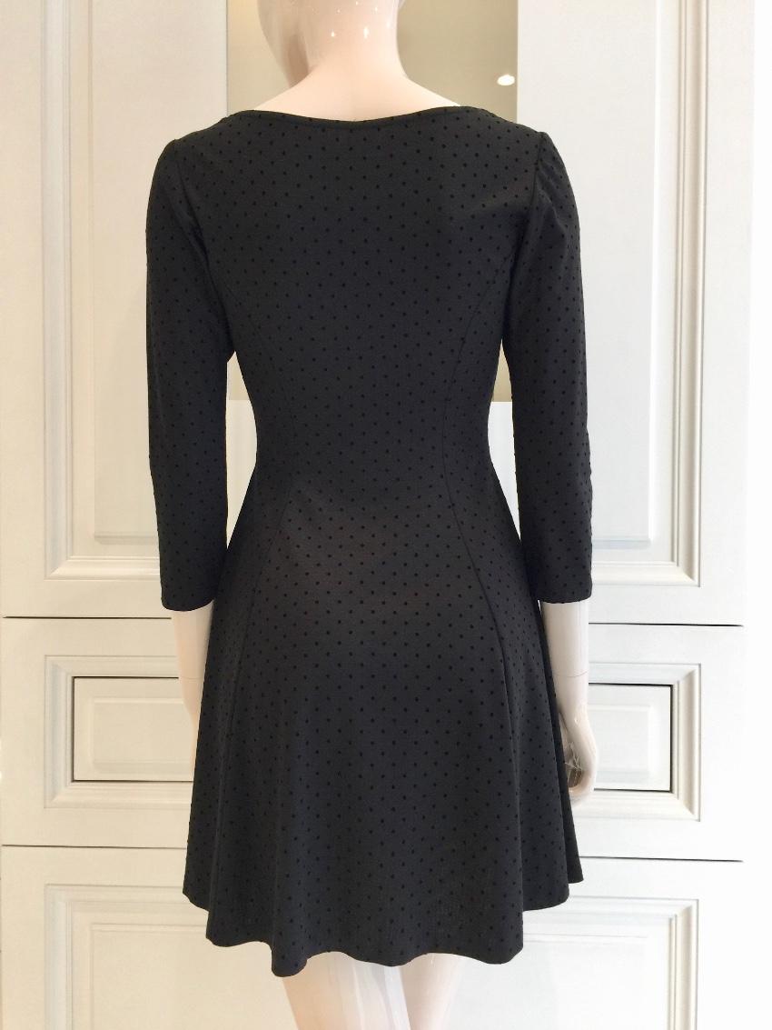 French Couture Jersey & Velvet Dot Sweetheart Dress