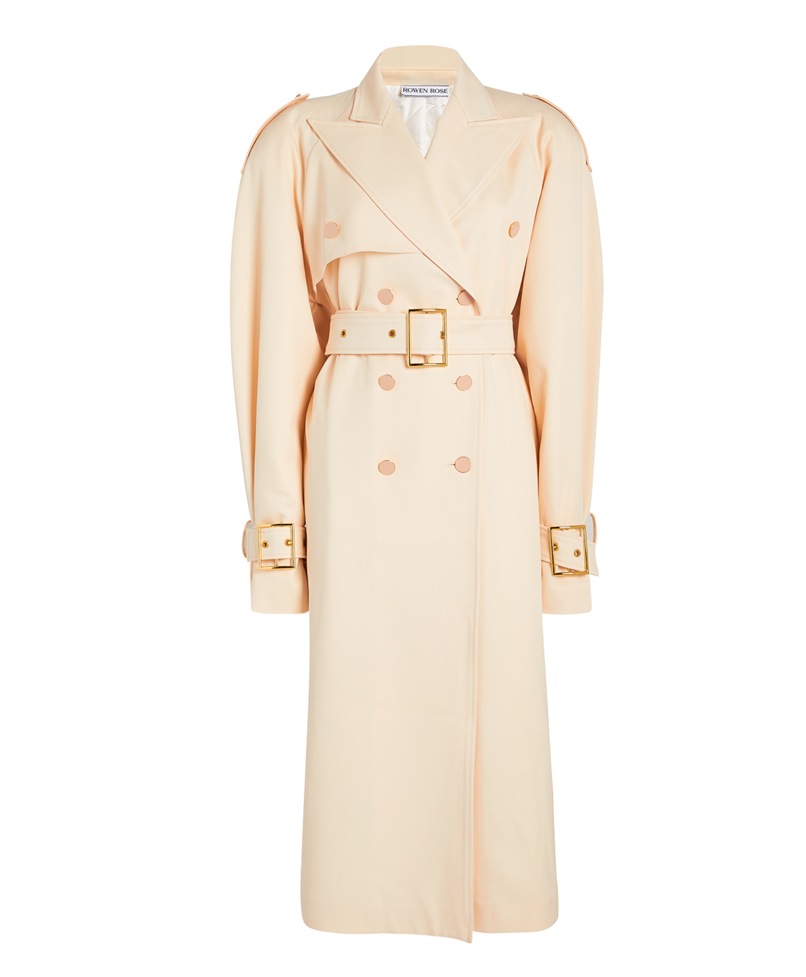 Rowen Rose Oversized Double-Breasted Belted Trench Coat