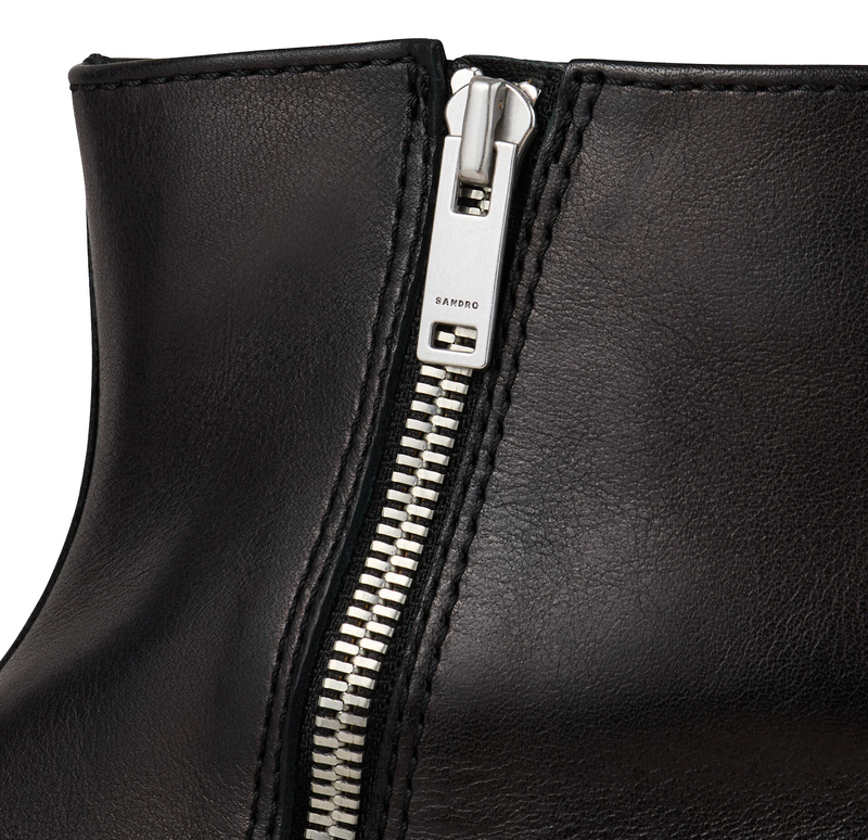 Sandro Zipped Leather Ankle Boots