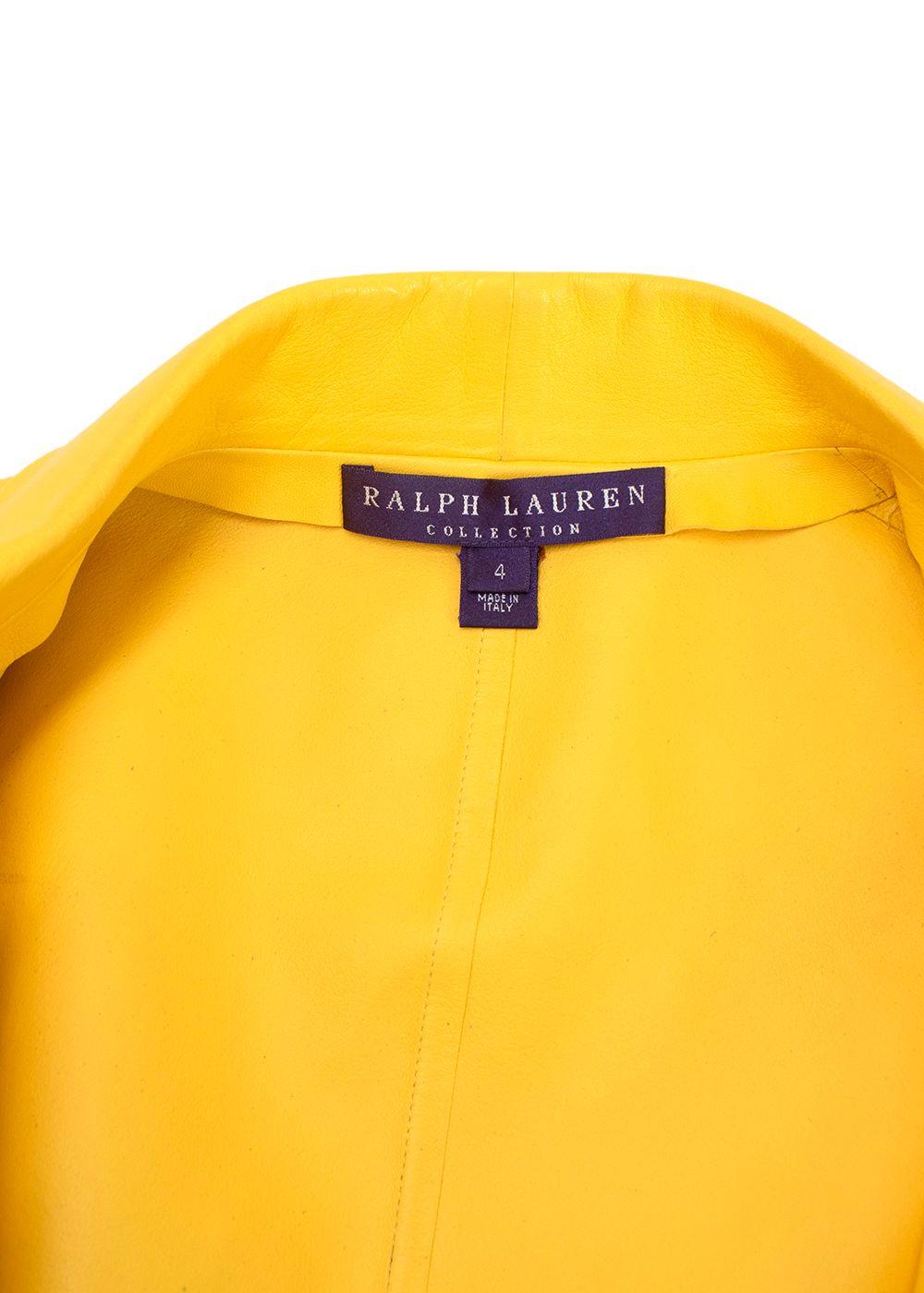 Ralph Lauren Collection Cropped Yellow Leather Jacket