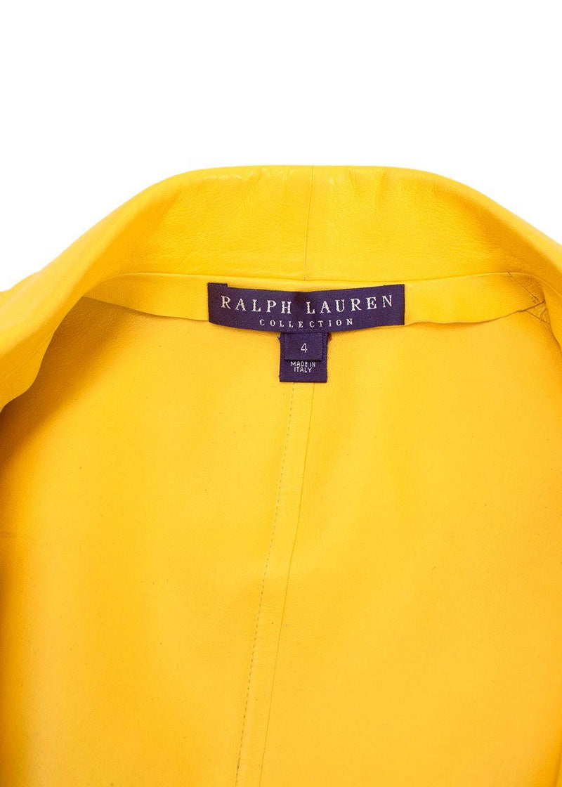 Ralph Lauren Collection Cropped Yellow Leather Jacket