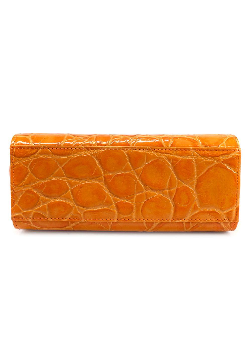Gu-De Orange Gemma Cloud Croc Embossed Leather Shoulder Bag