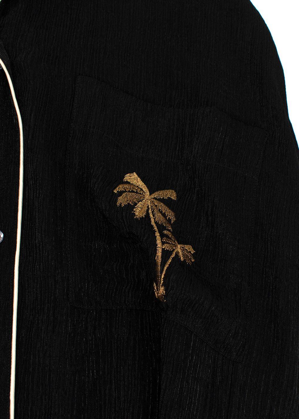 Palm Angels Black Soiree Logo Embroidered Bowling Shirt