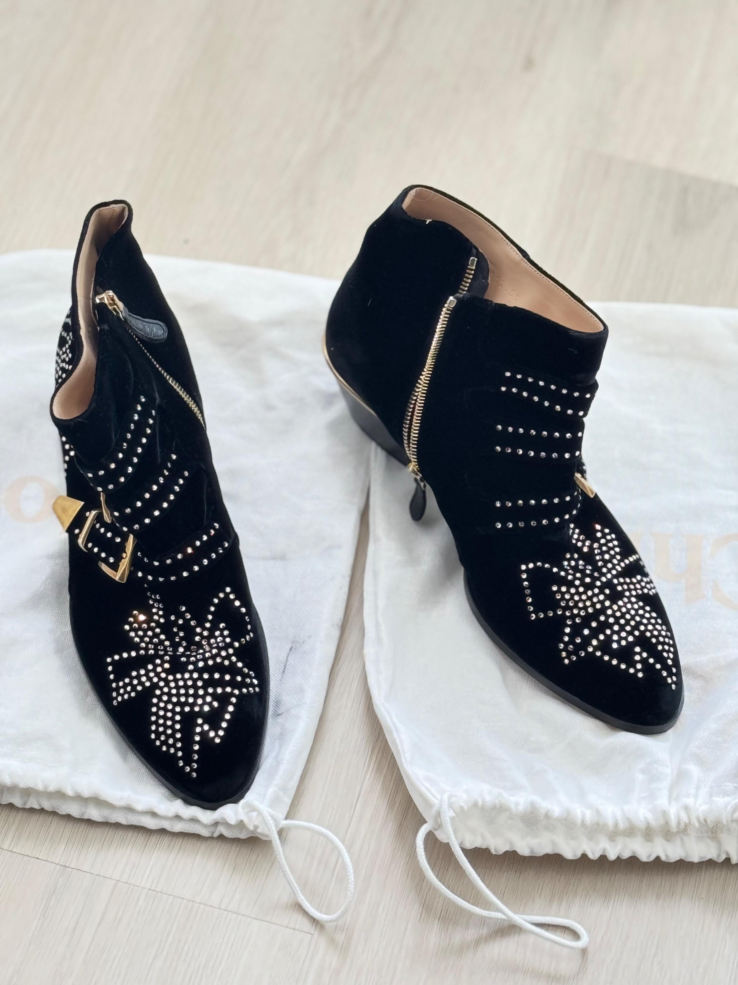 Chloe Black Studded Susanna Boots