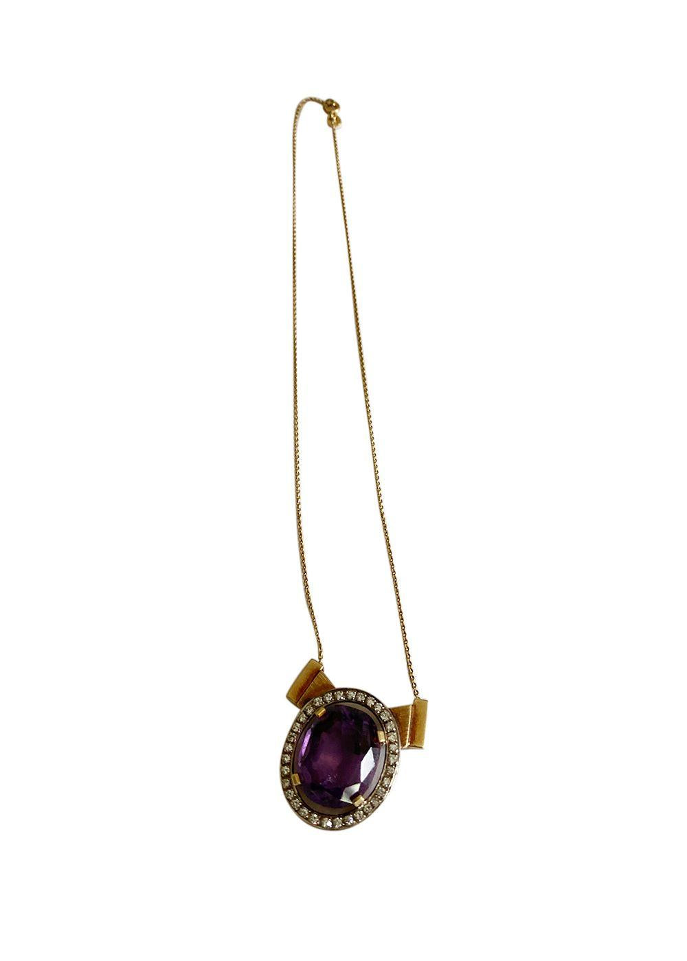 Bespoke Oval Amethyst Pendant Necklace