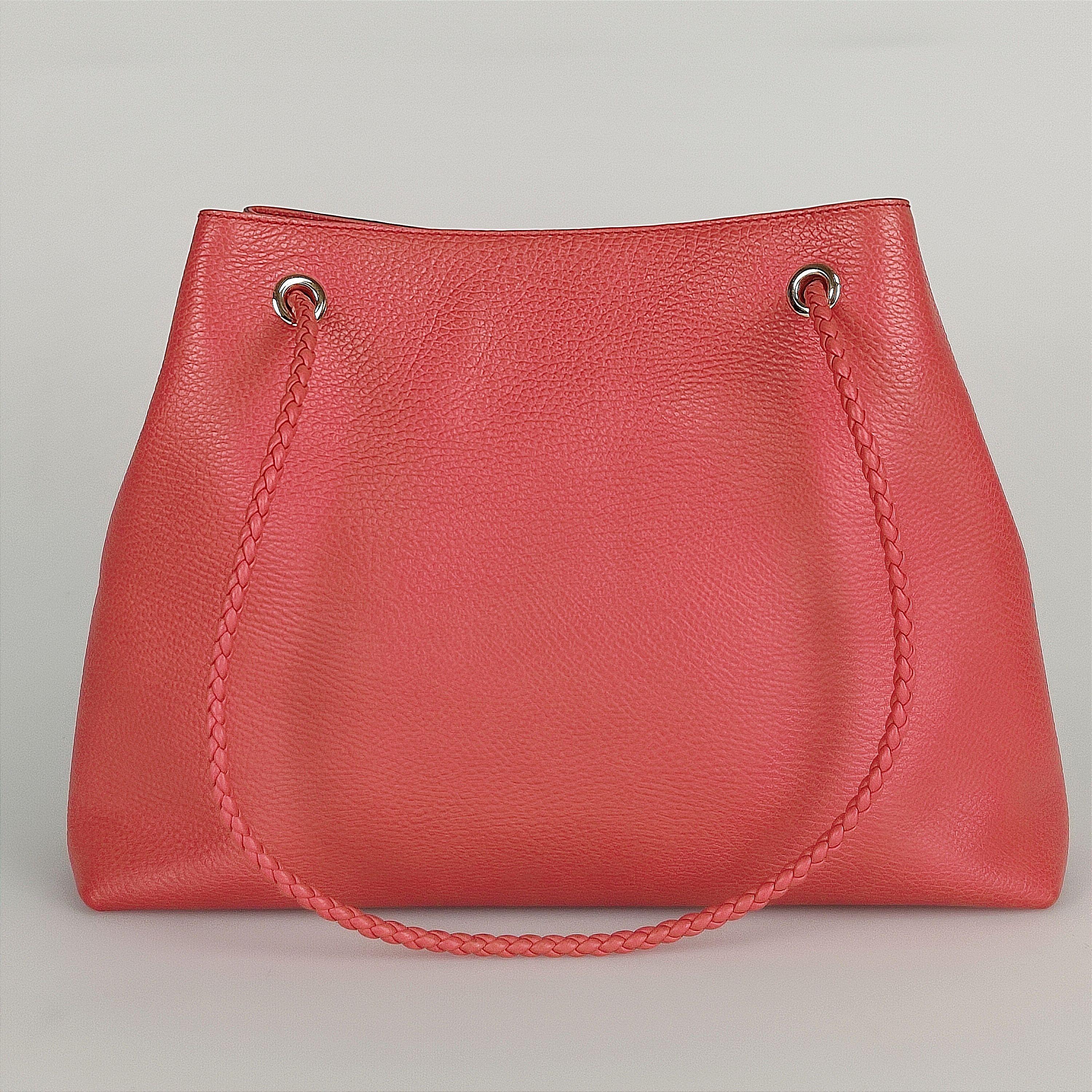 Vintage pink leather tote bag
