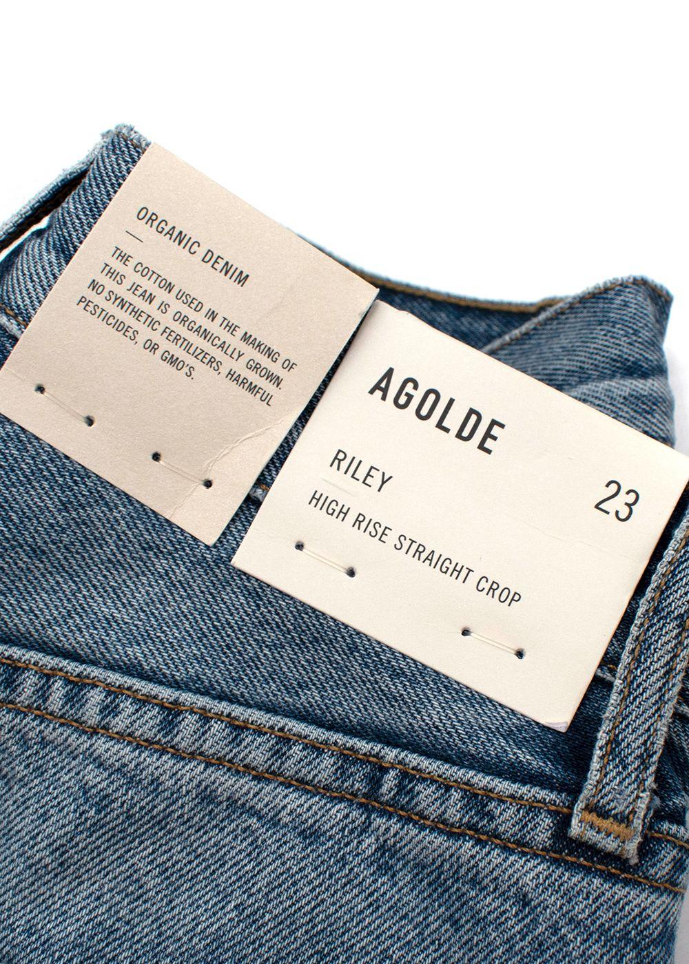Agolde Riley High Rise Straight Cropped Distressed Jeans