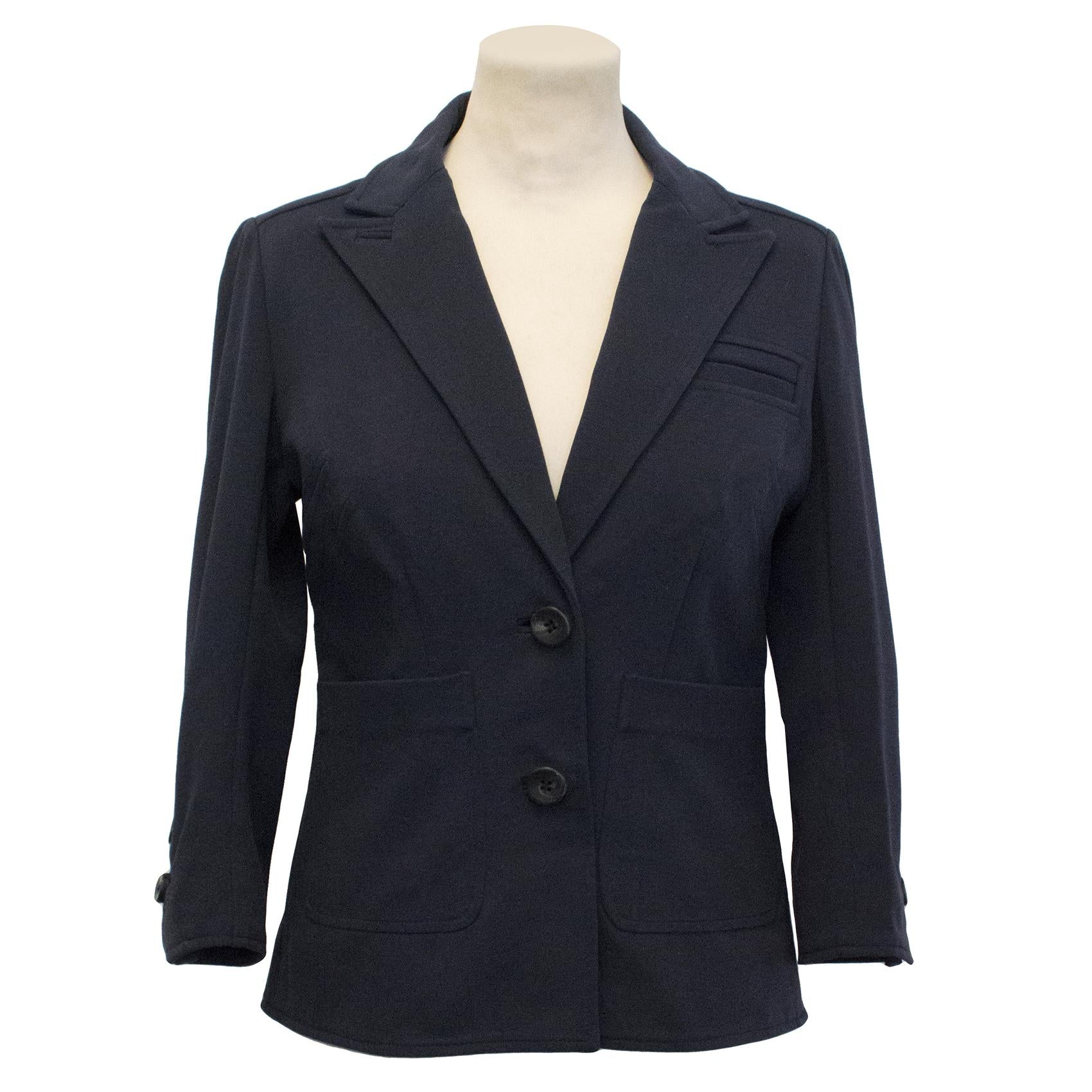 Diane Von Furstenberg Navy  Cropped Sleeve Blazer