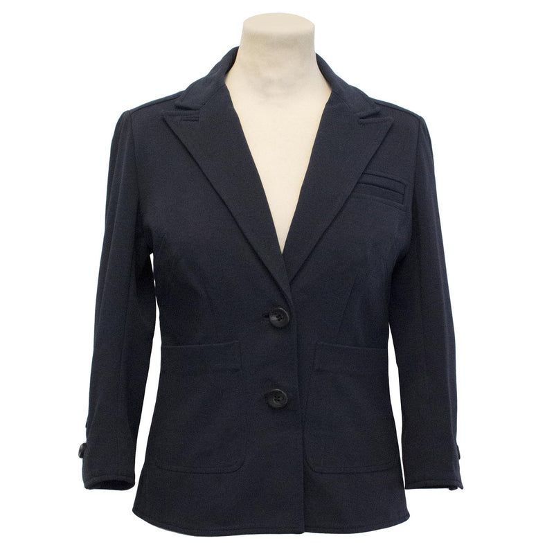 Diane Von Furstenberg Navy  Cropped Sleeve Blazer