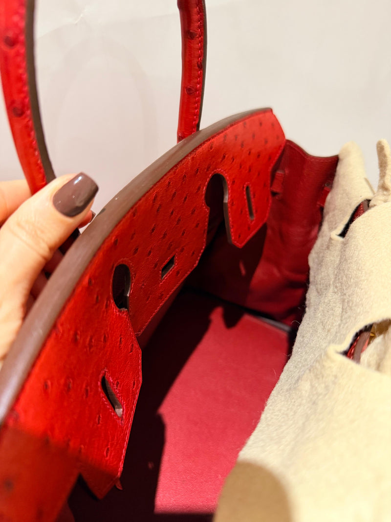 Hermes  Red Ostrich Birkin 30