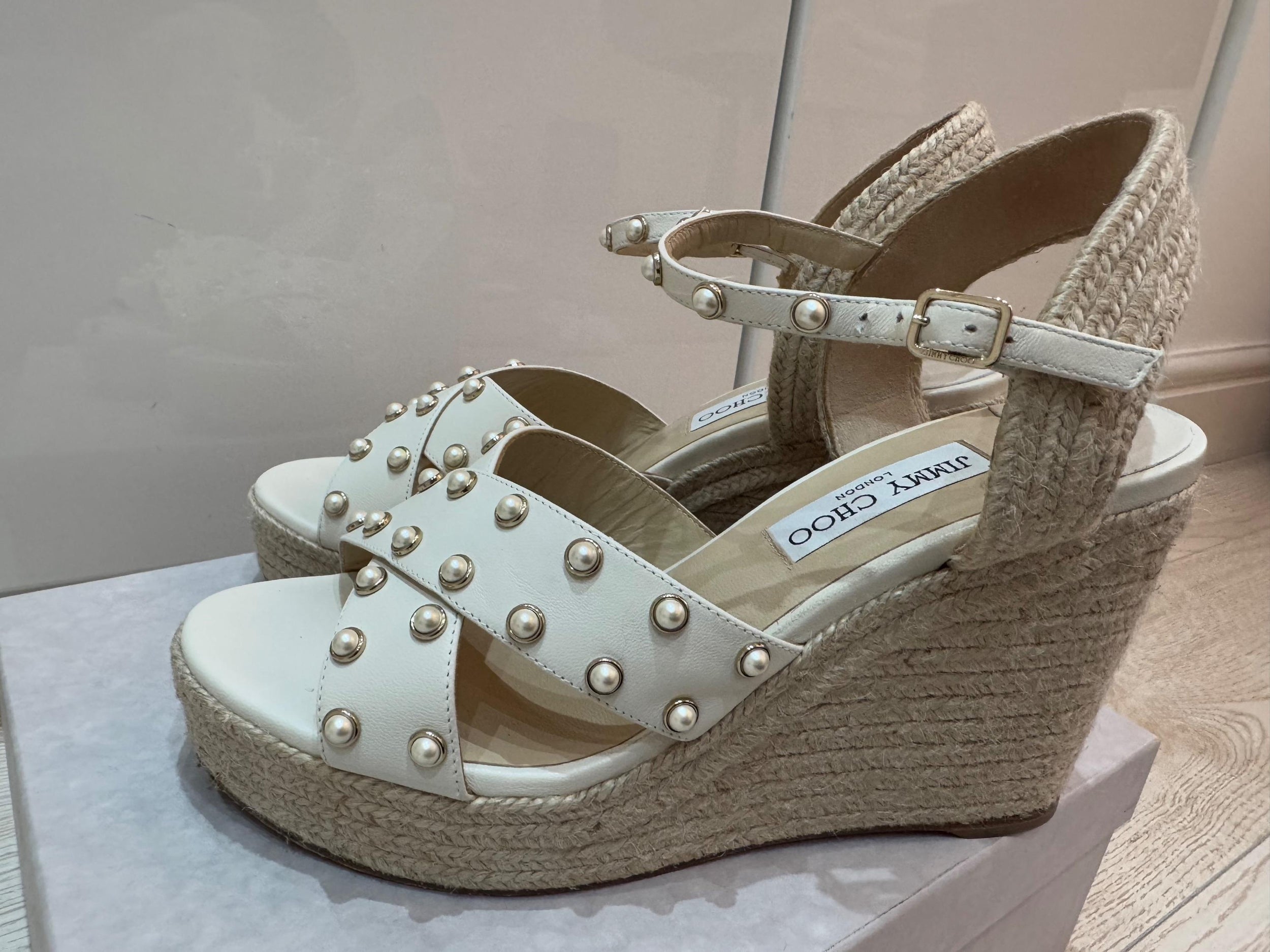 Jimmy Choo Dellena Cream Wedges