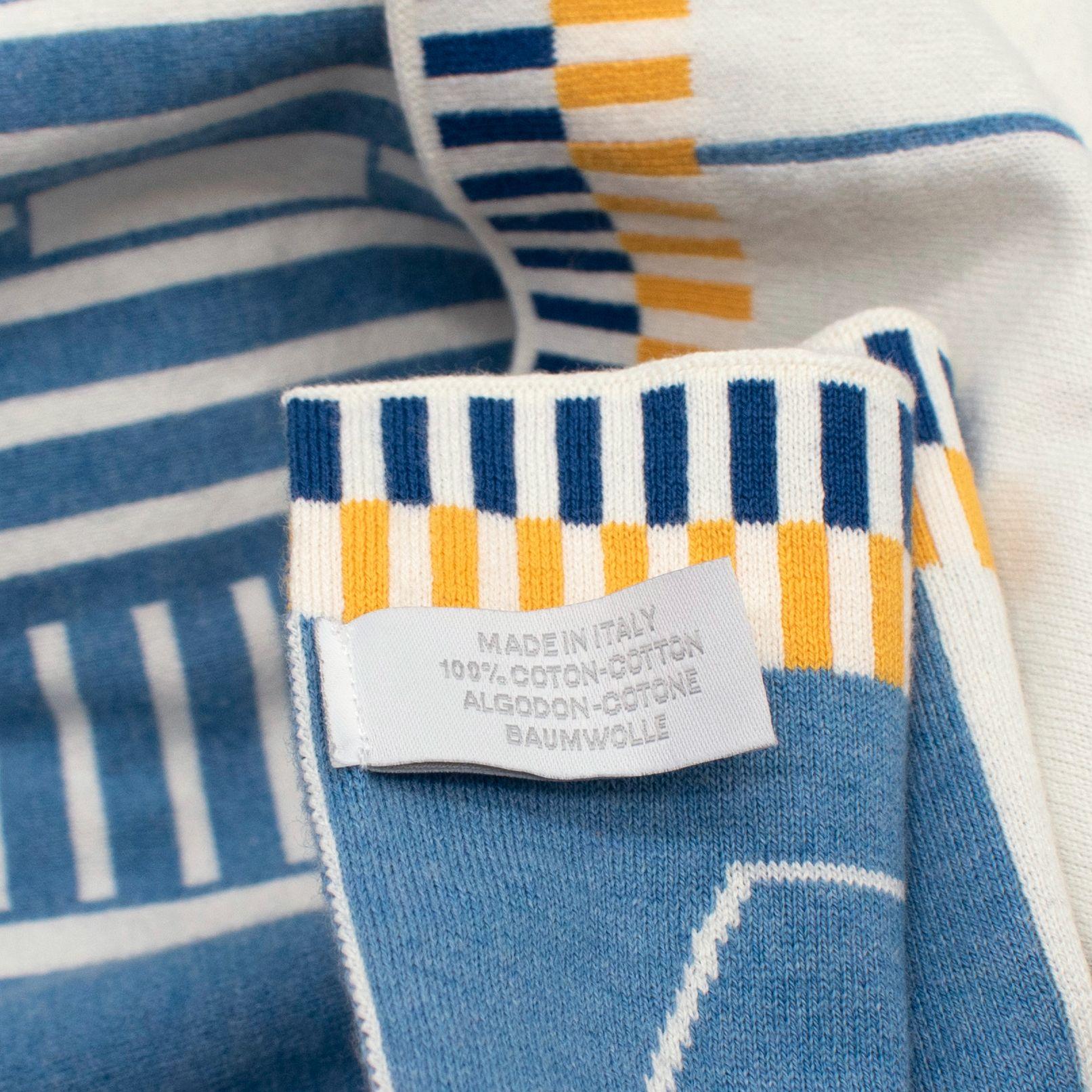 Hermès Bleu Denim Les Cabanes Blanket