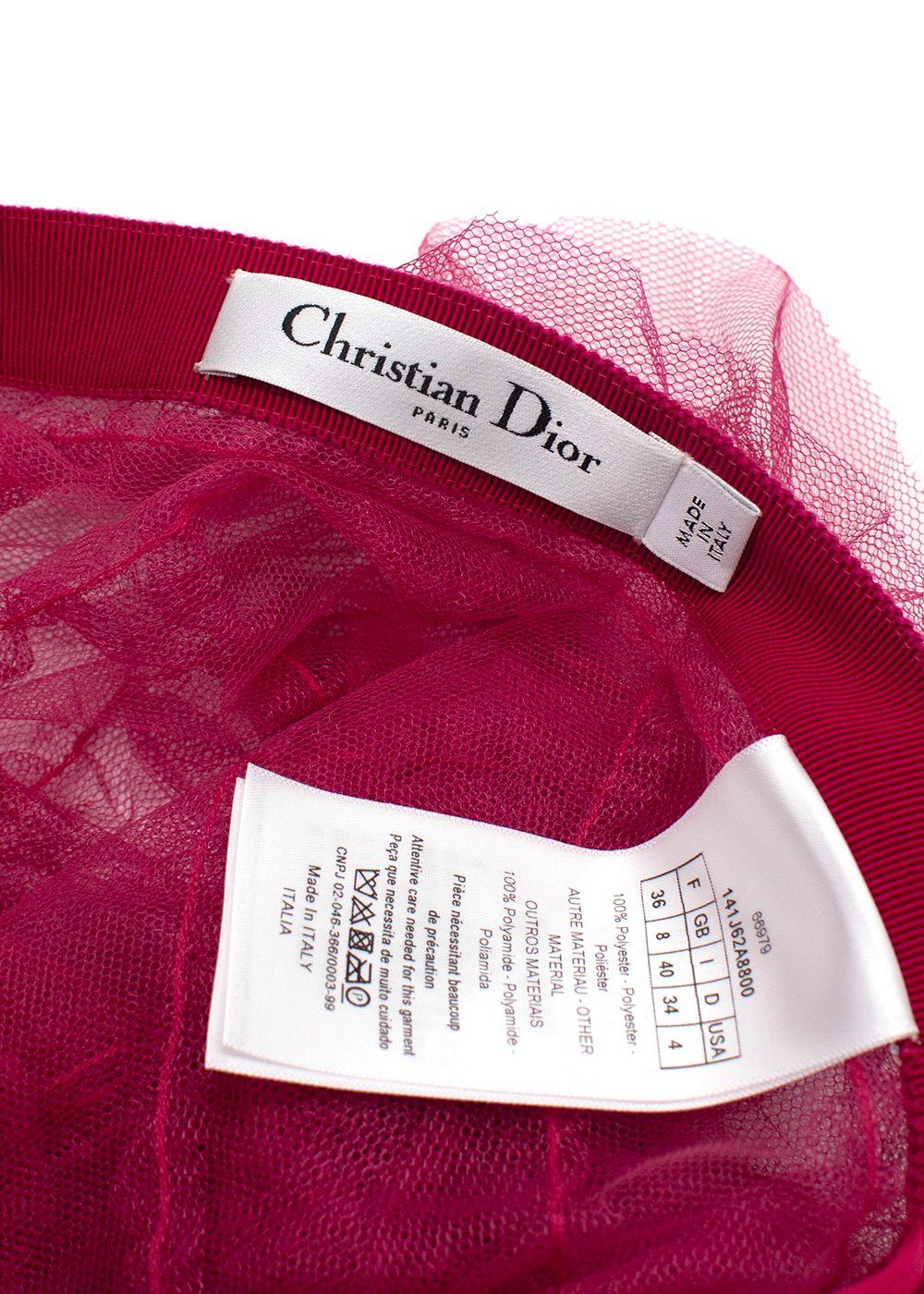 Christian Dior Raspberry Ruffled Tulle Midi Skirt