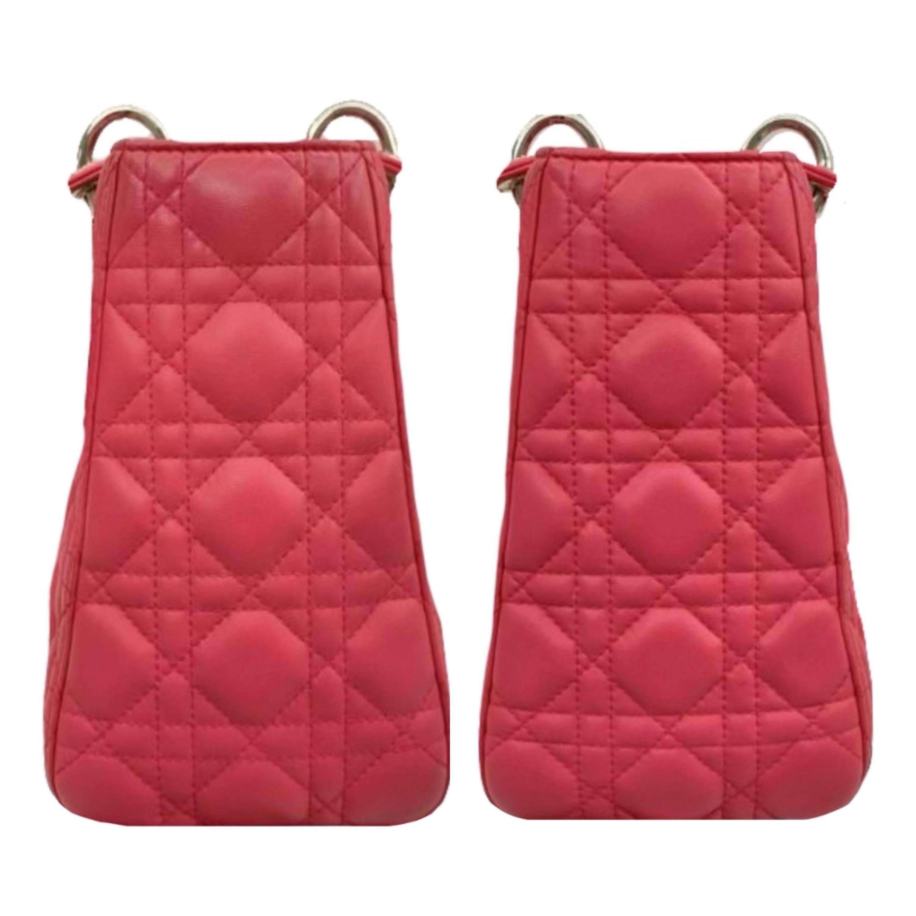 Medium Pink Lambskin Cannage Lady Dior