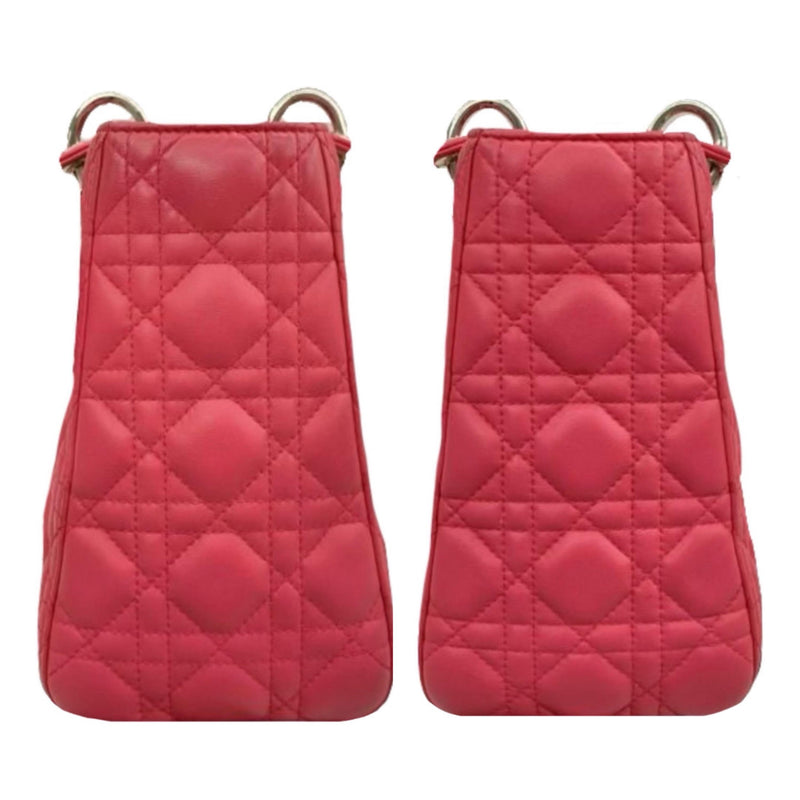 Medium Pink Lambskin Cannage Lady Dior