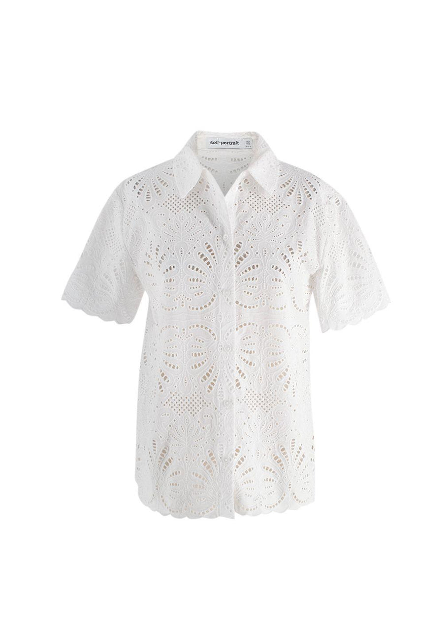 Self Portrait White Broderie Anglaise Shirt