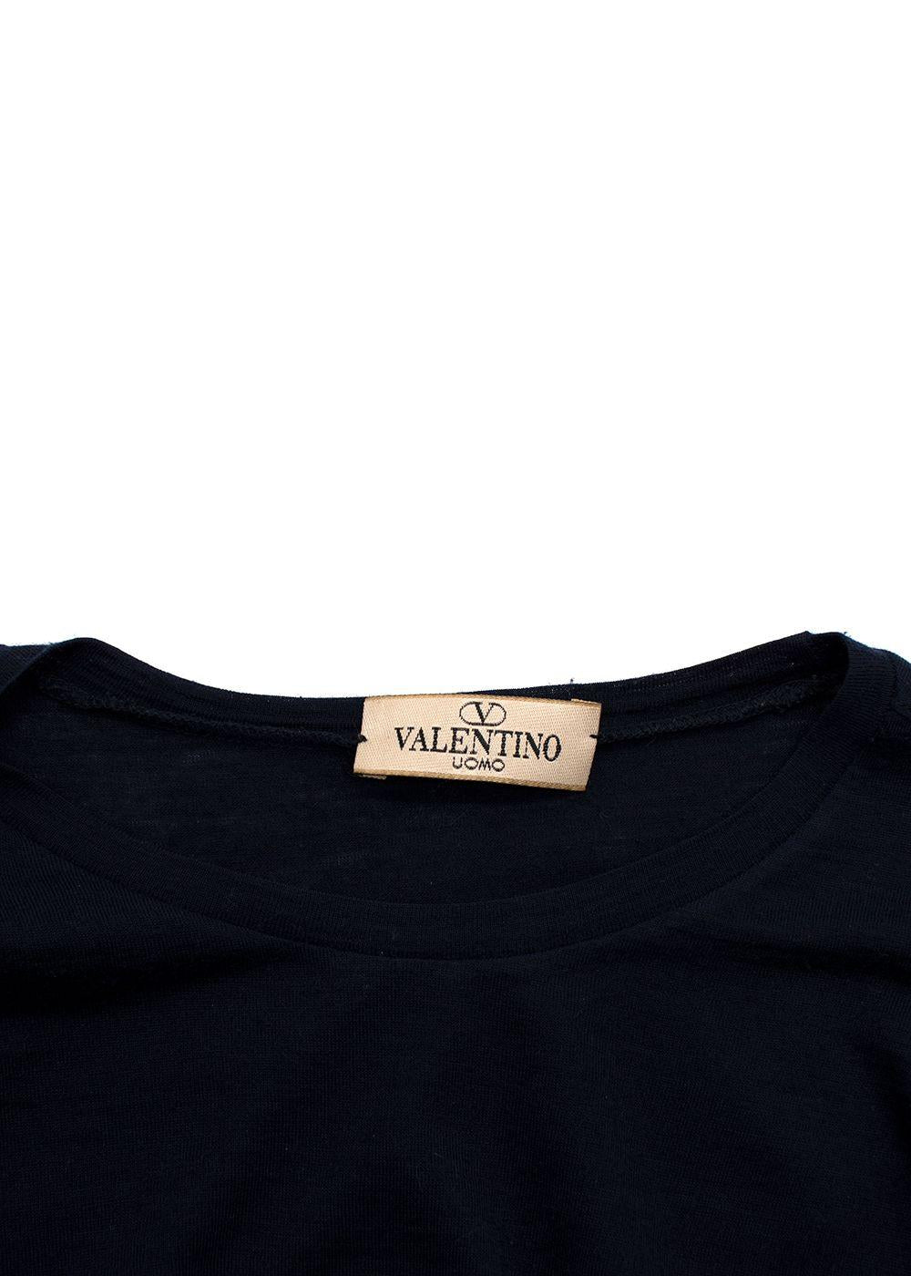 Valentino Navy Wool Blend Long Sleeve T-Shirt
