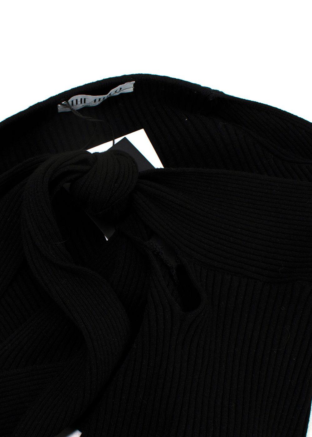 The Attico Black Ribbed Knit Halterneck Sweater