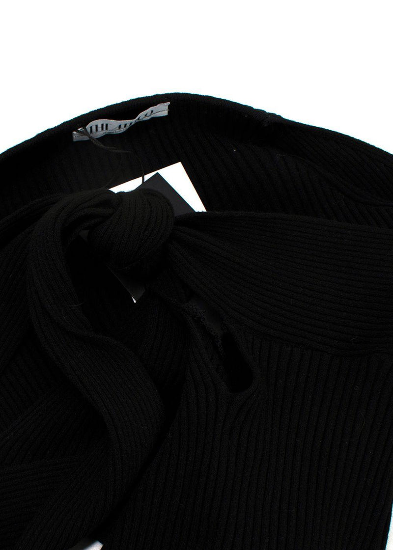 The Attico Black Ribbed Knit Halterneck Sweater