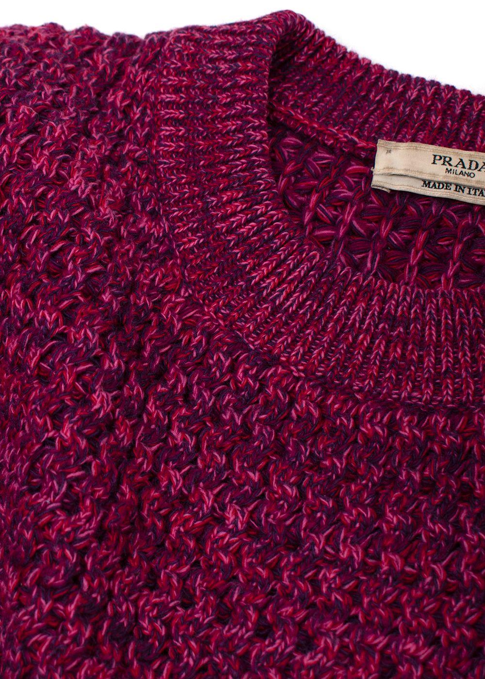 Prada Purple Textured Knit Crewneck Jumper