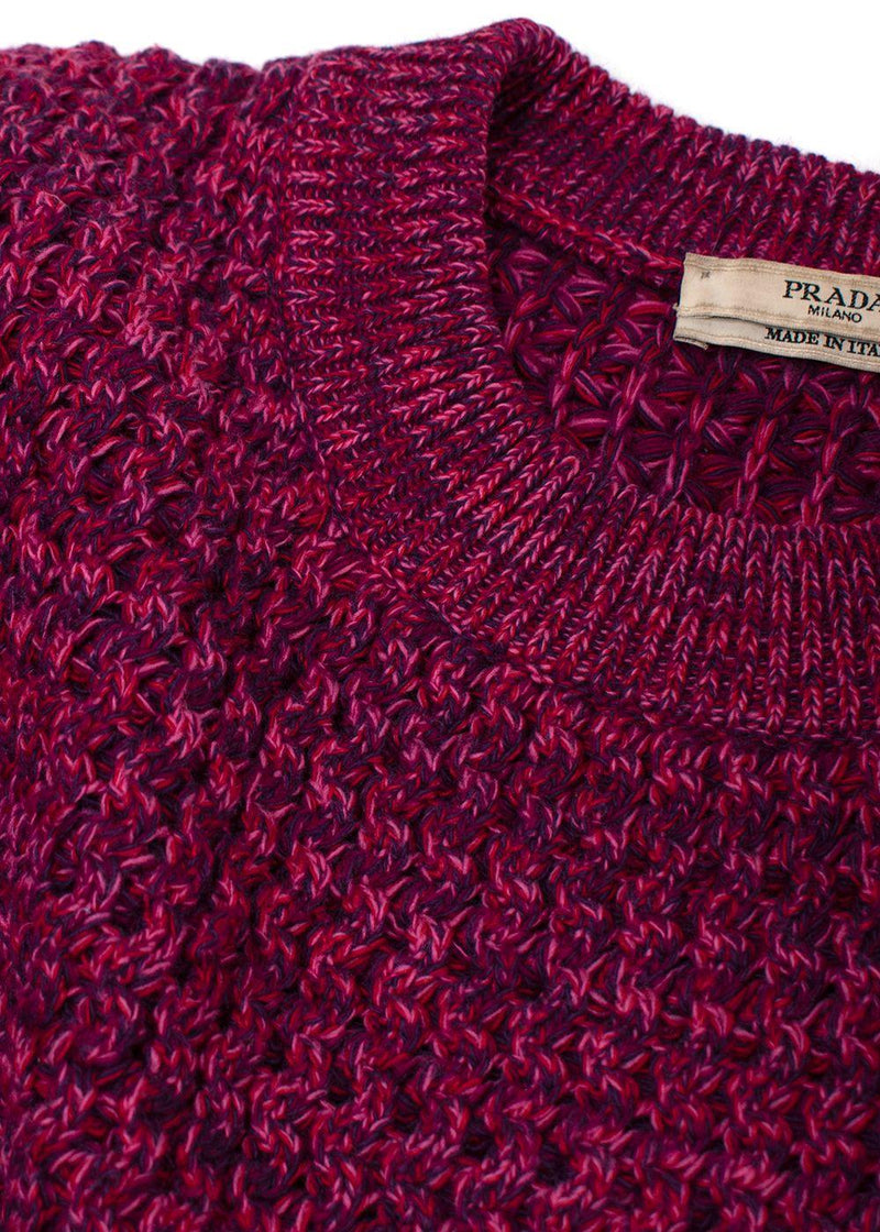 Prada Purple Textured Knit Crewneck Jumper
