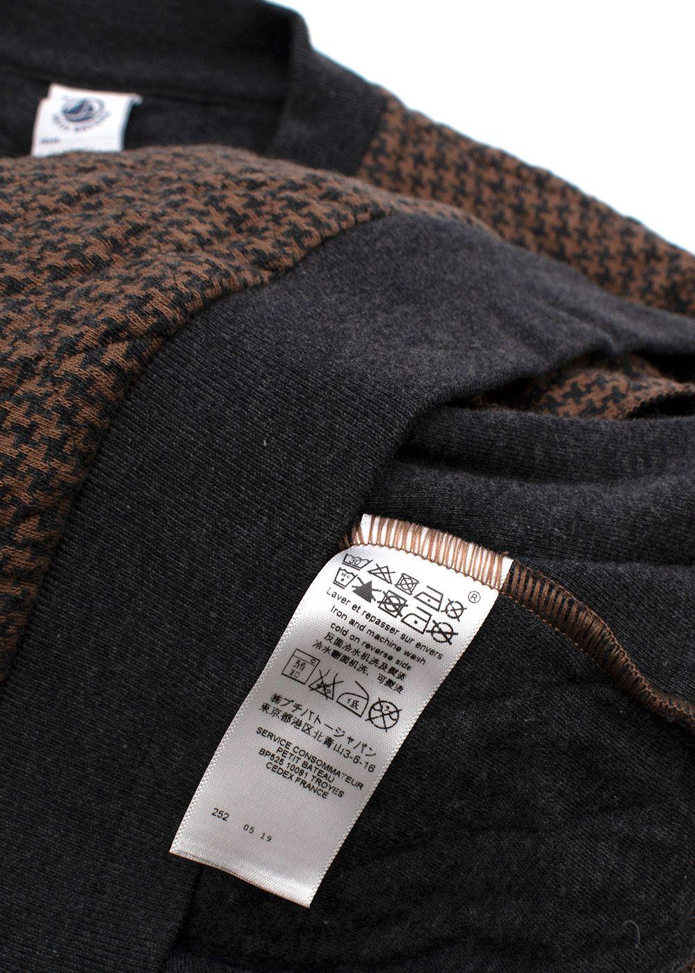 Kids 8y Brown and grey cotton houndstooth bomber jacket