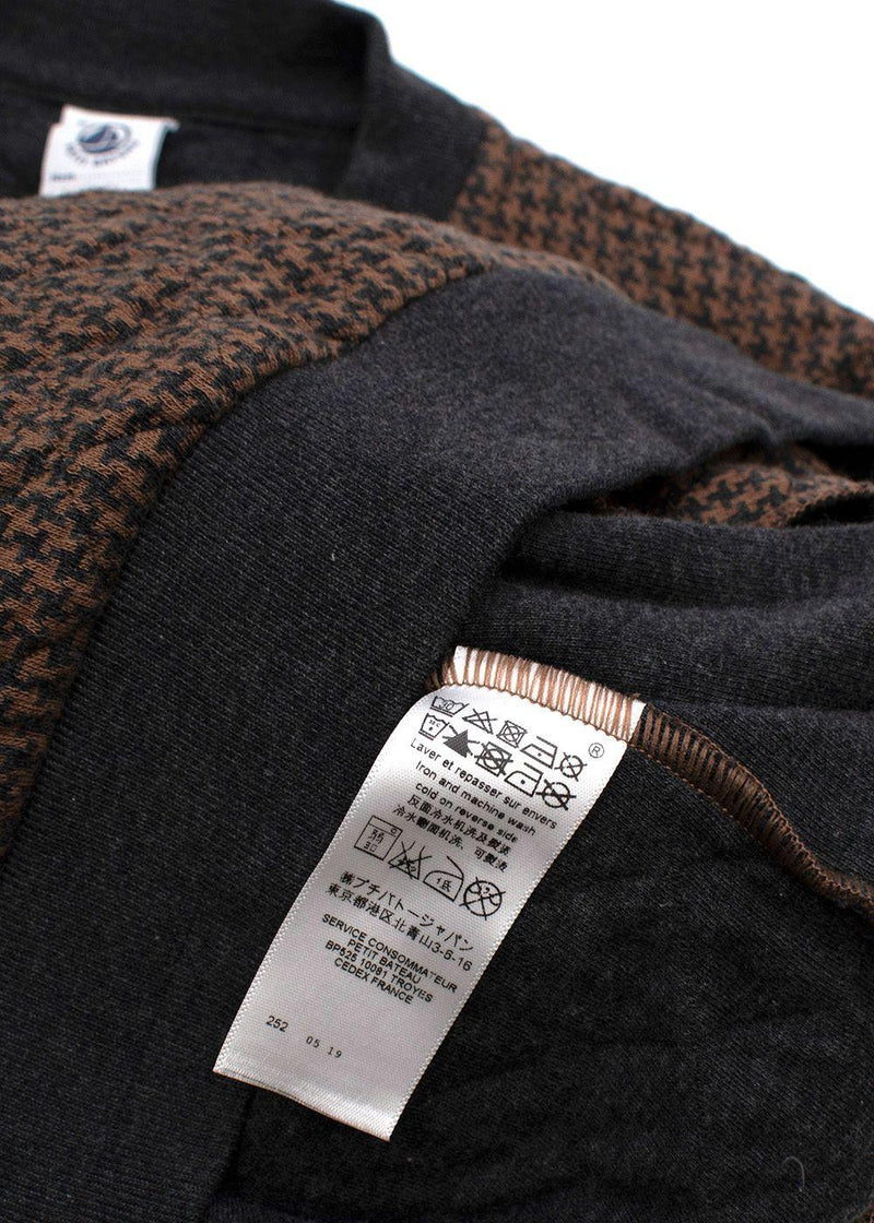 Kids 8y Brown and grey cotton houndstooth bomber jacket