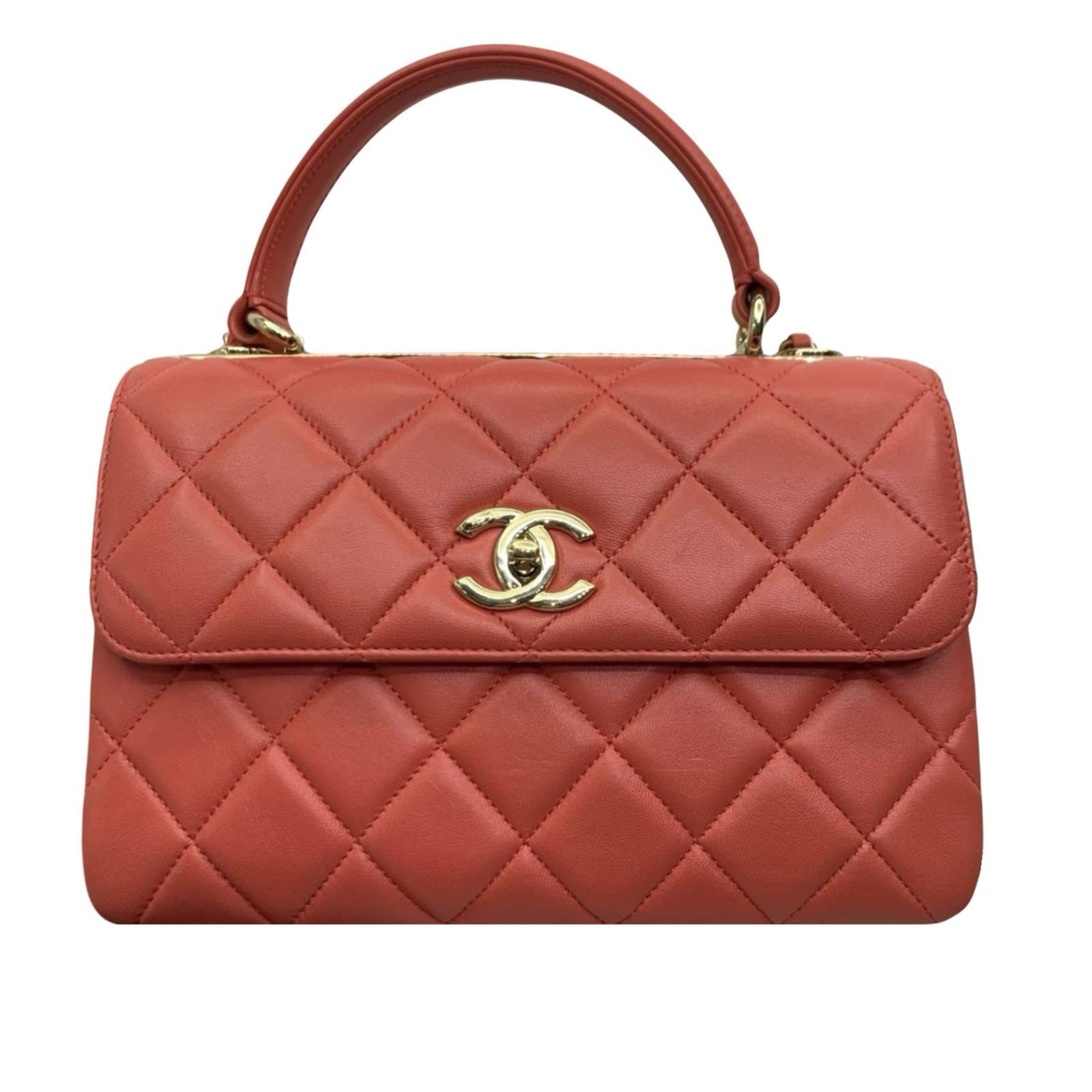 Small Orange Lambskin Trendy CC Flap Bag