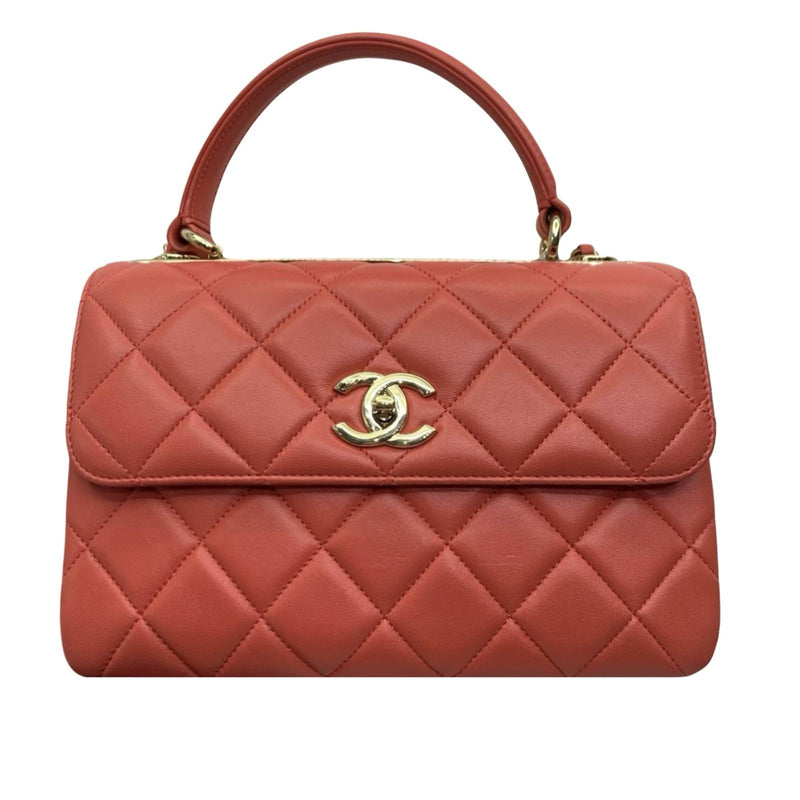 Small Orange Lambskin Trendy CC Flap Bag