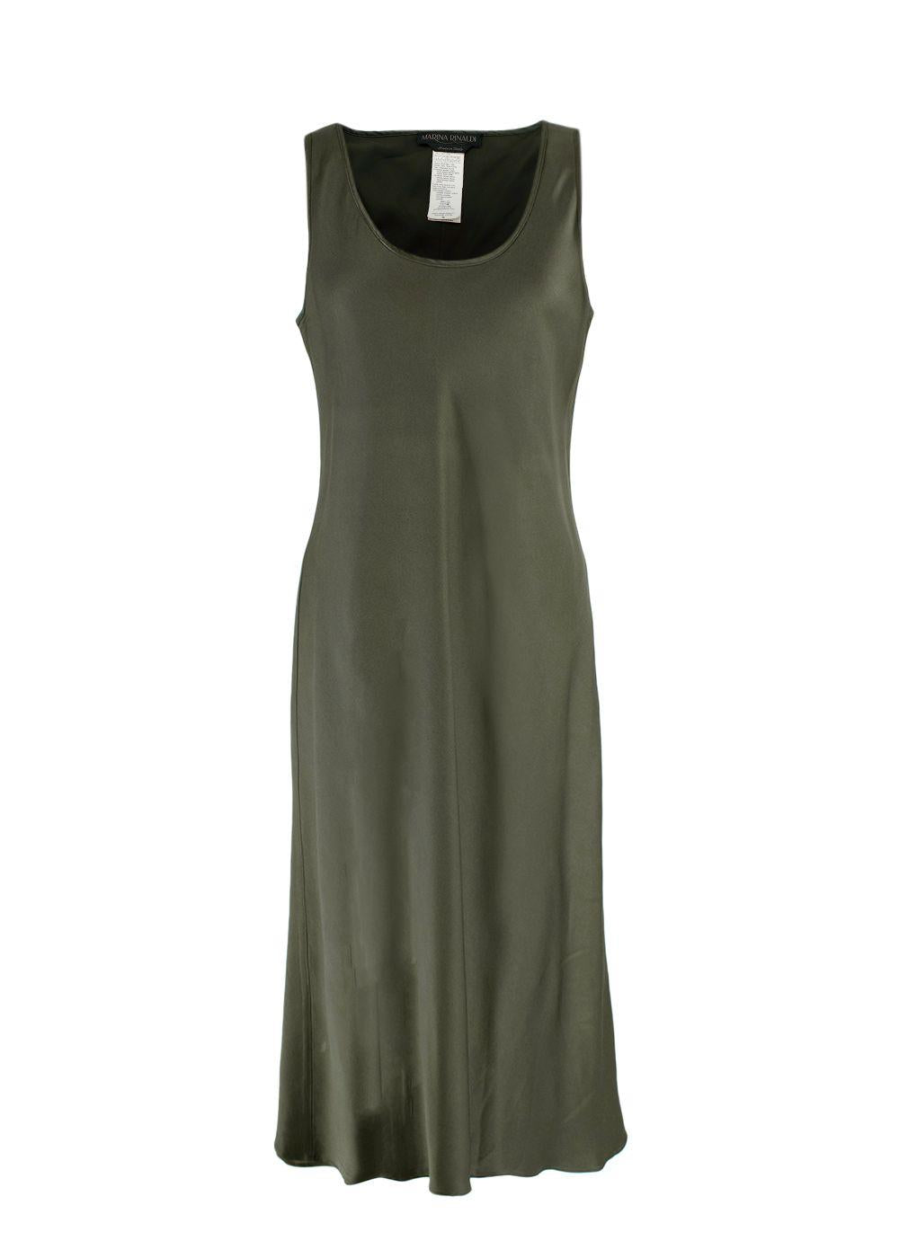 Marina Rinaldi Green Satin Midi Dress