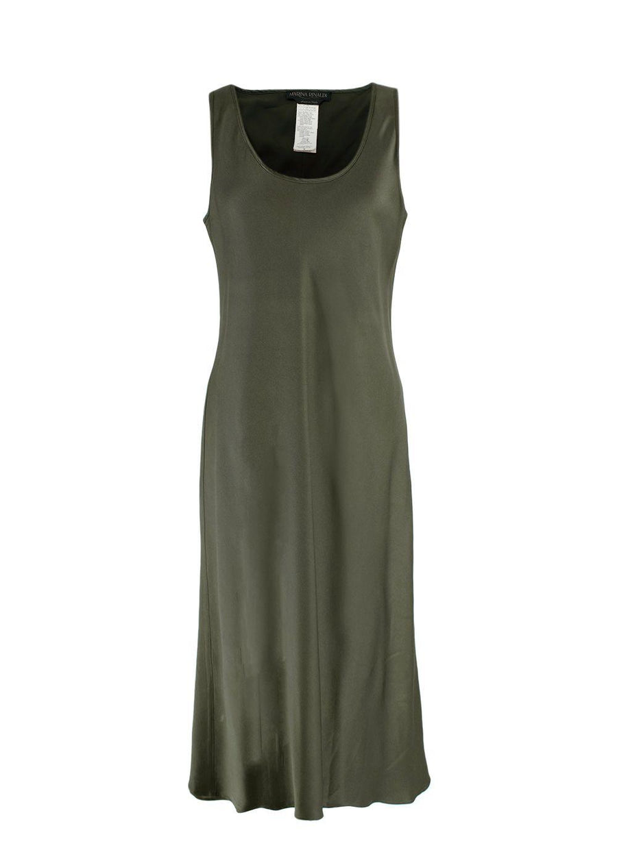 Marina Rinaldi Green Satin Midi Dress