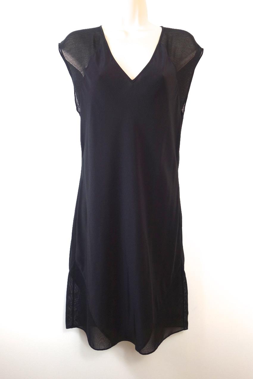 T by Alexander Wang Silk Dress with Sheer Mesh Inserts