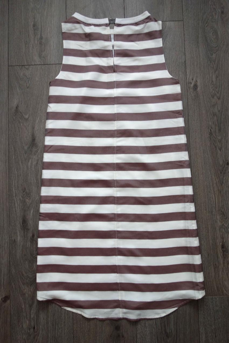 Brunello Cucinelli High-Low Striped A-Line Dress