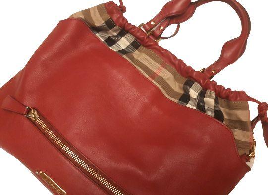 Red Leather/House Check Big Crush Bag