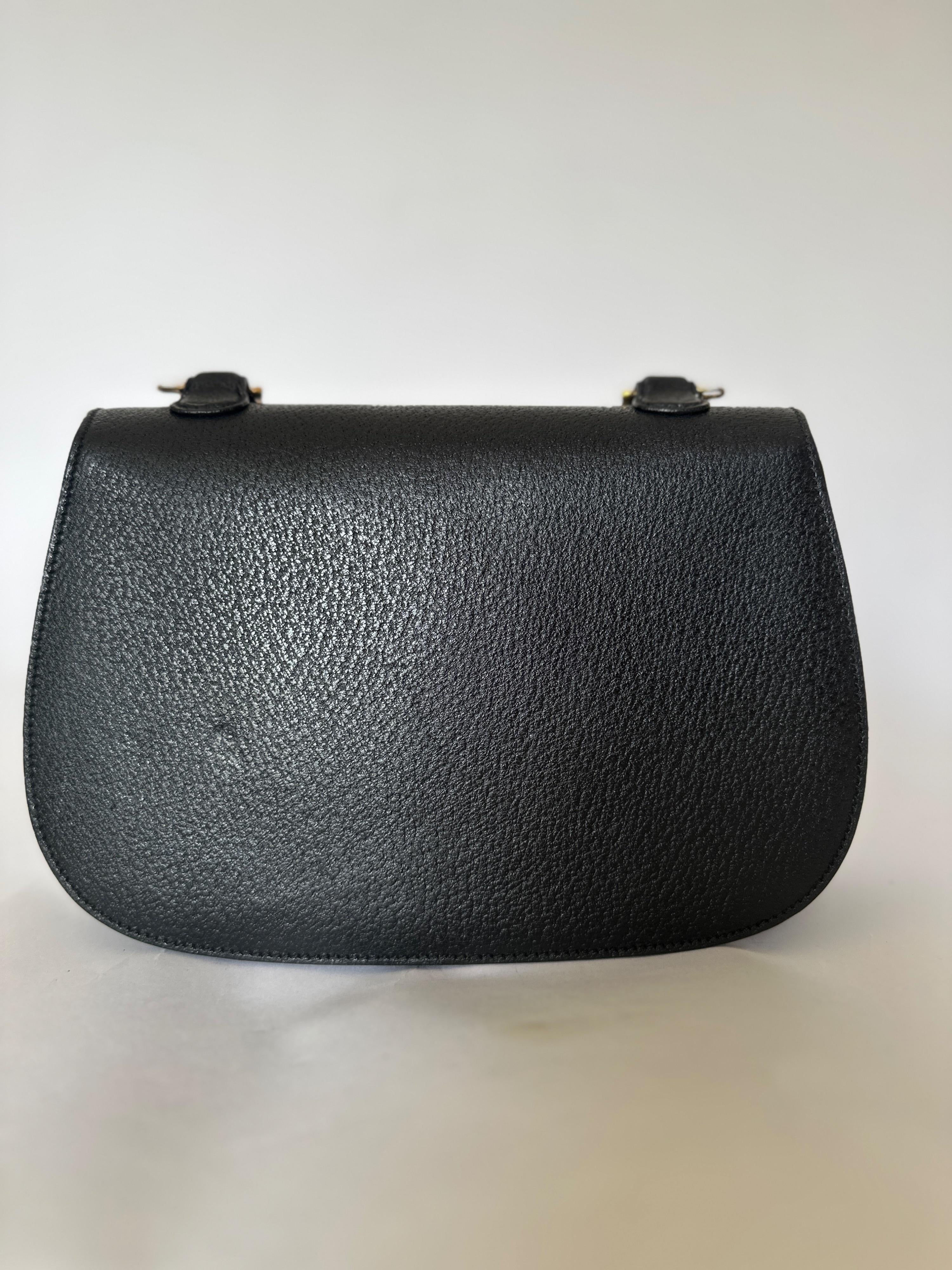 Gucci Vintage Black Leather Bamboo Bag