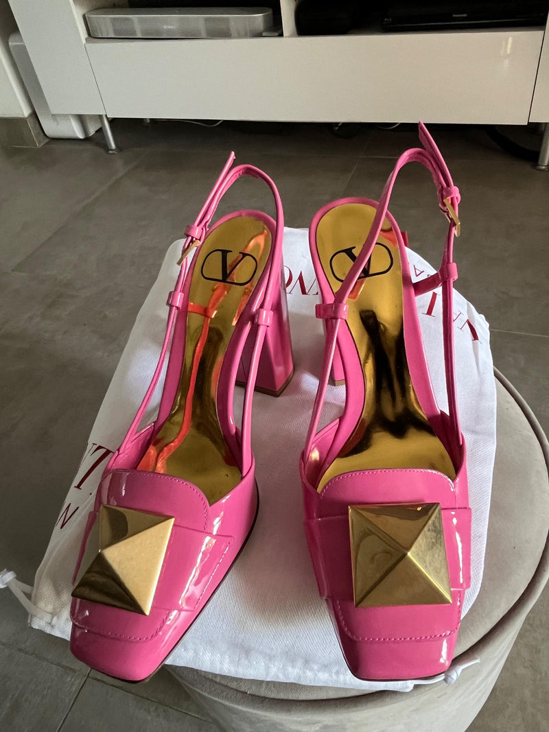 Valentino Pink One Stud Slingback Pumps