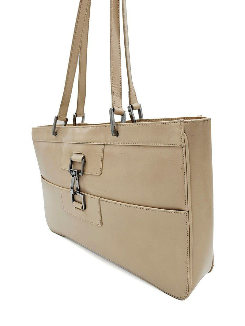 Vintage Jackie Beige Patent Leather Shoulder Bag