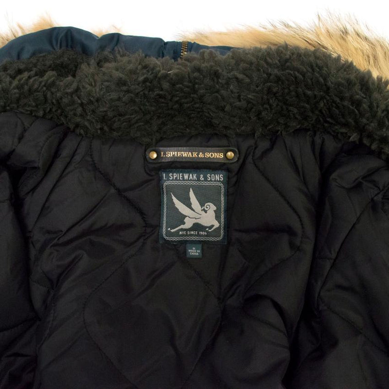 I. Spiewak & Sons Padded Navy Jacket with Coyote Fur Trim