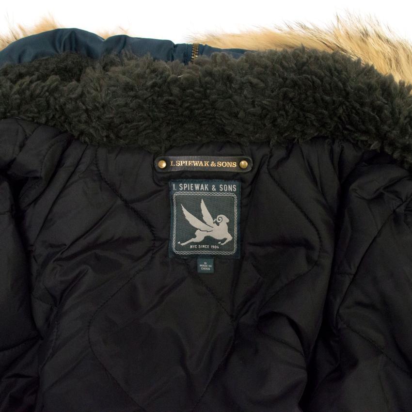 I. Spiewak & Sons Padded Navy Jacket with Coyote Fur Trim