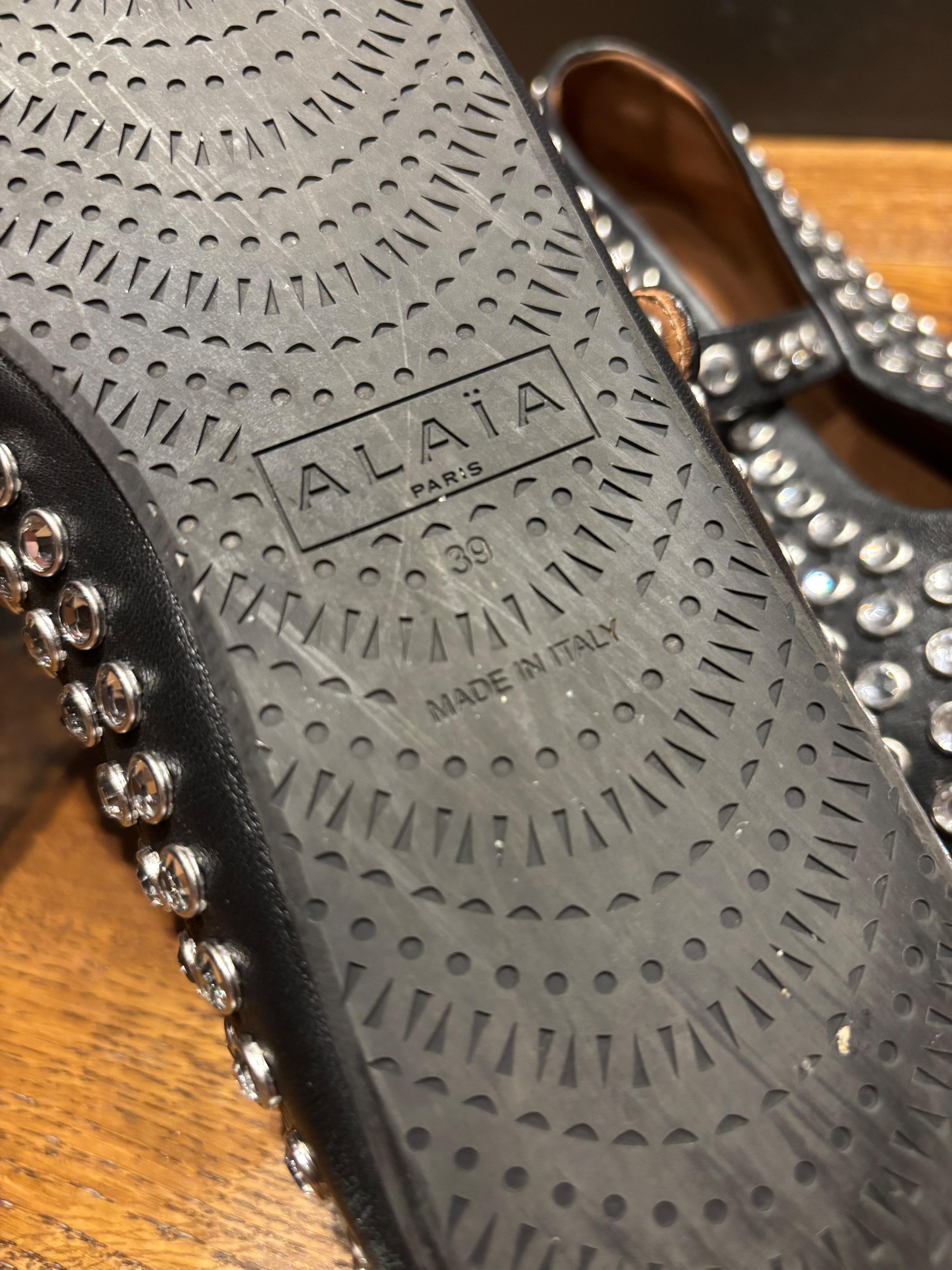 Alaia Embellished Black Ballet Flats