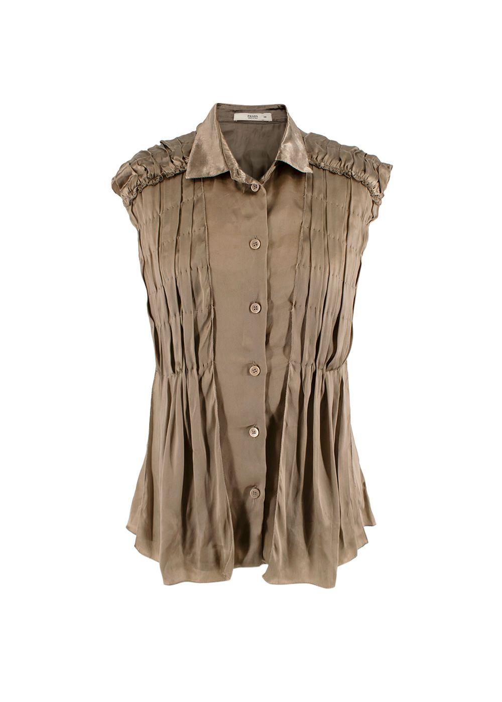 Pleated Silk Sleeveless Top