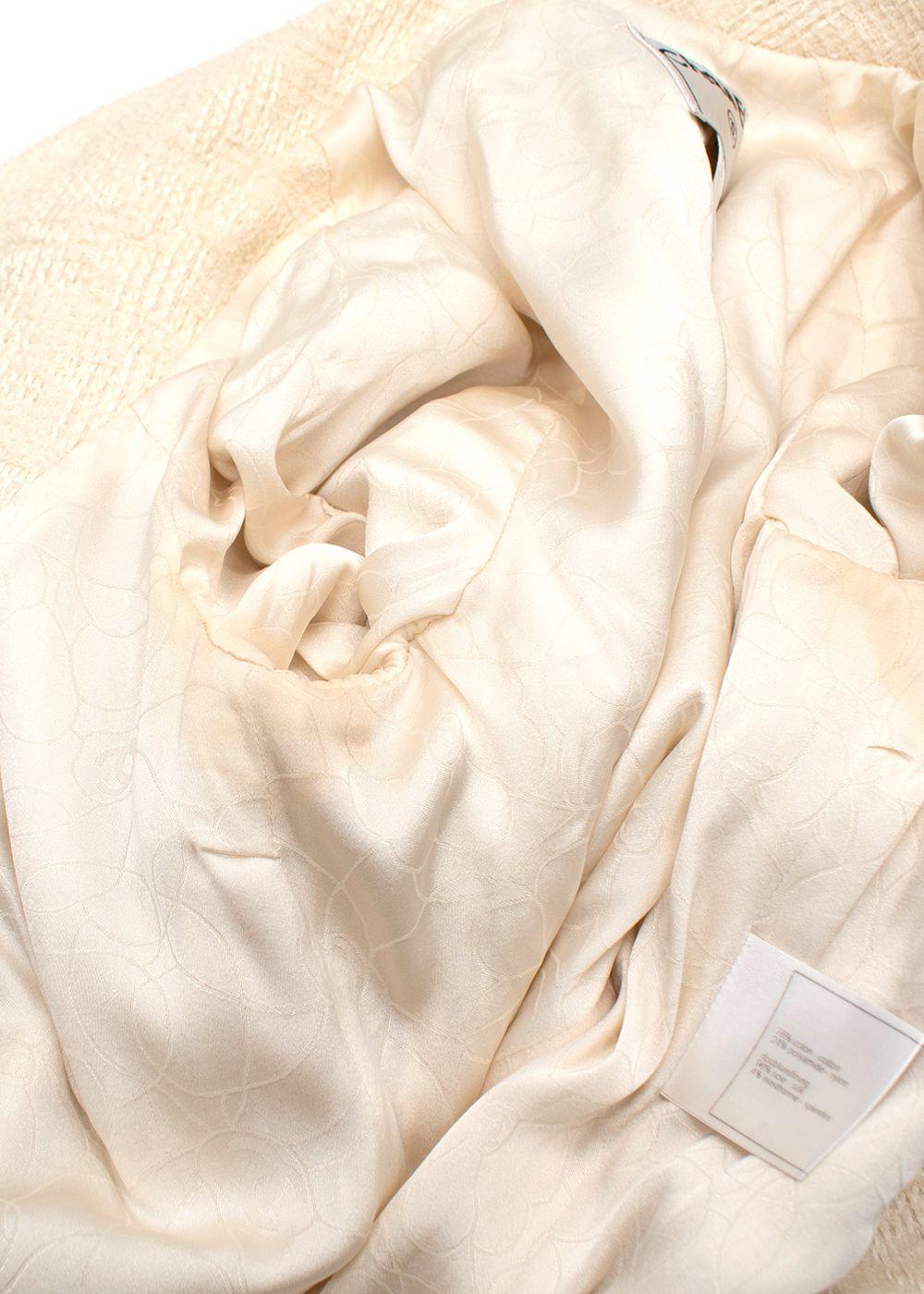 Chanel Cream 3/4 Length Sleeves Button Up Tweed Jacket