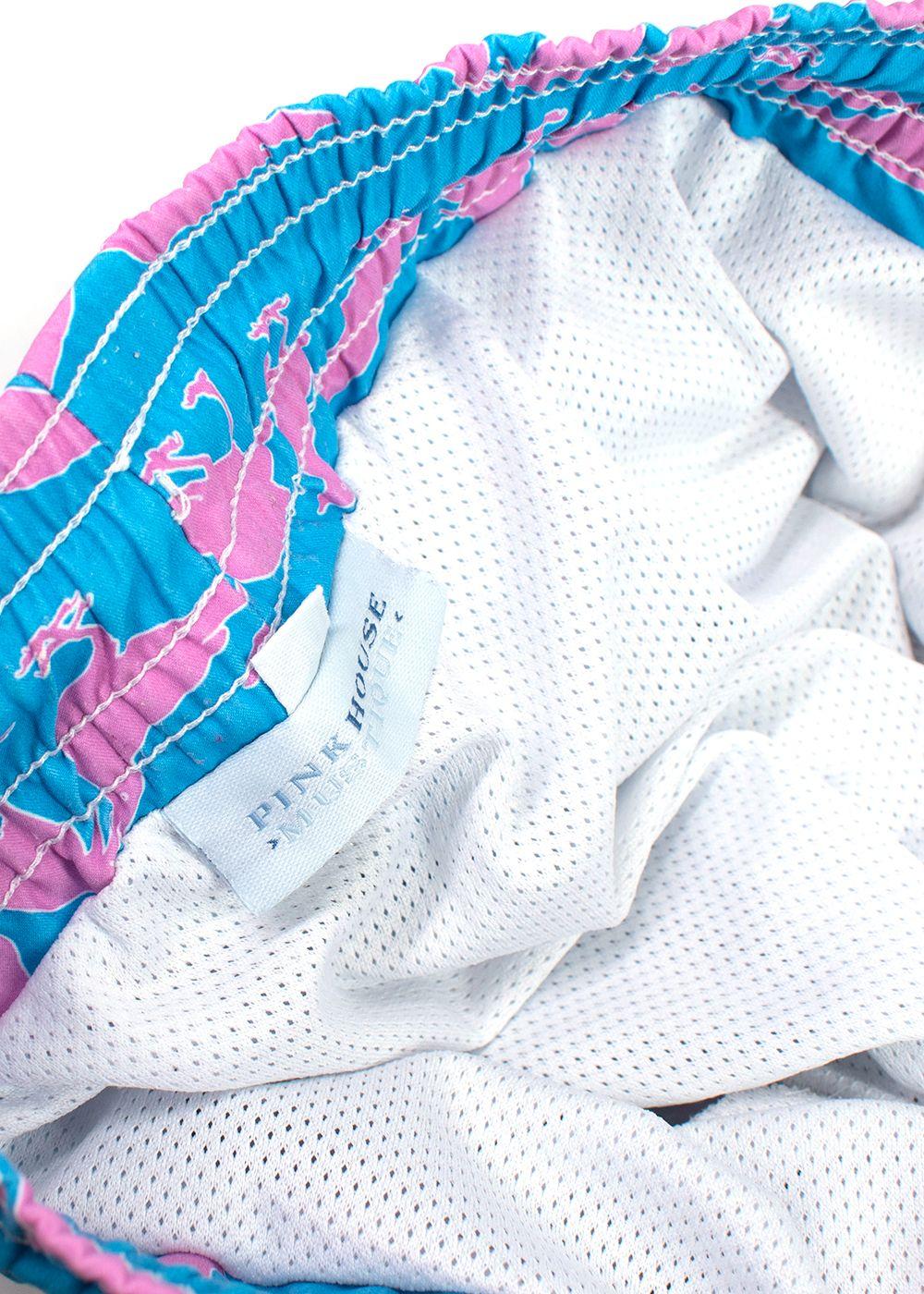 Pink House Mustique Blue and Pink Bird-print Shorts